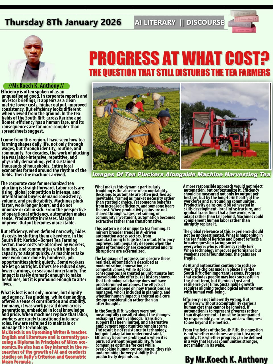 PROGRESS AT WHAT COST? THE QUESTION THAT STILL DISTURBS TEA FARMERS